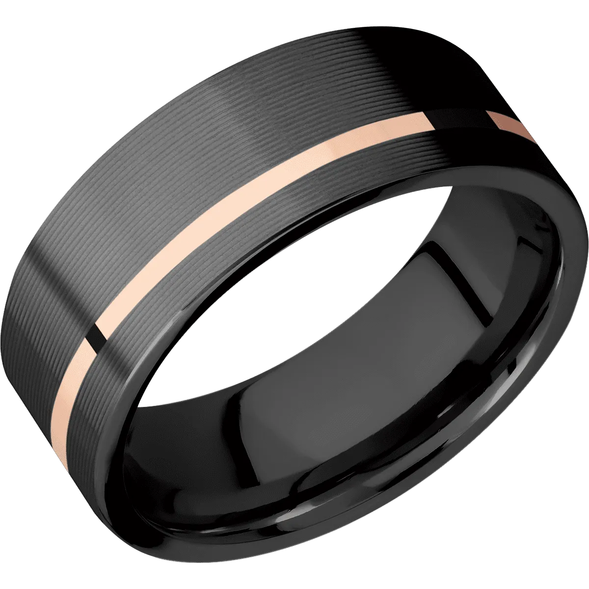 Zirconium with Machine , Machine Finish and 14K Rose Gold Inlay