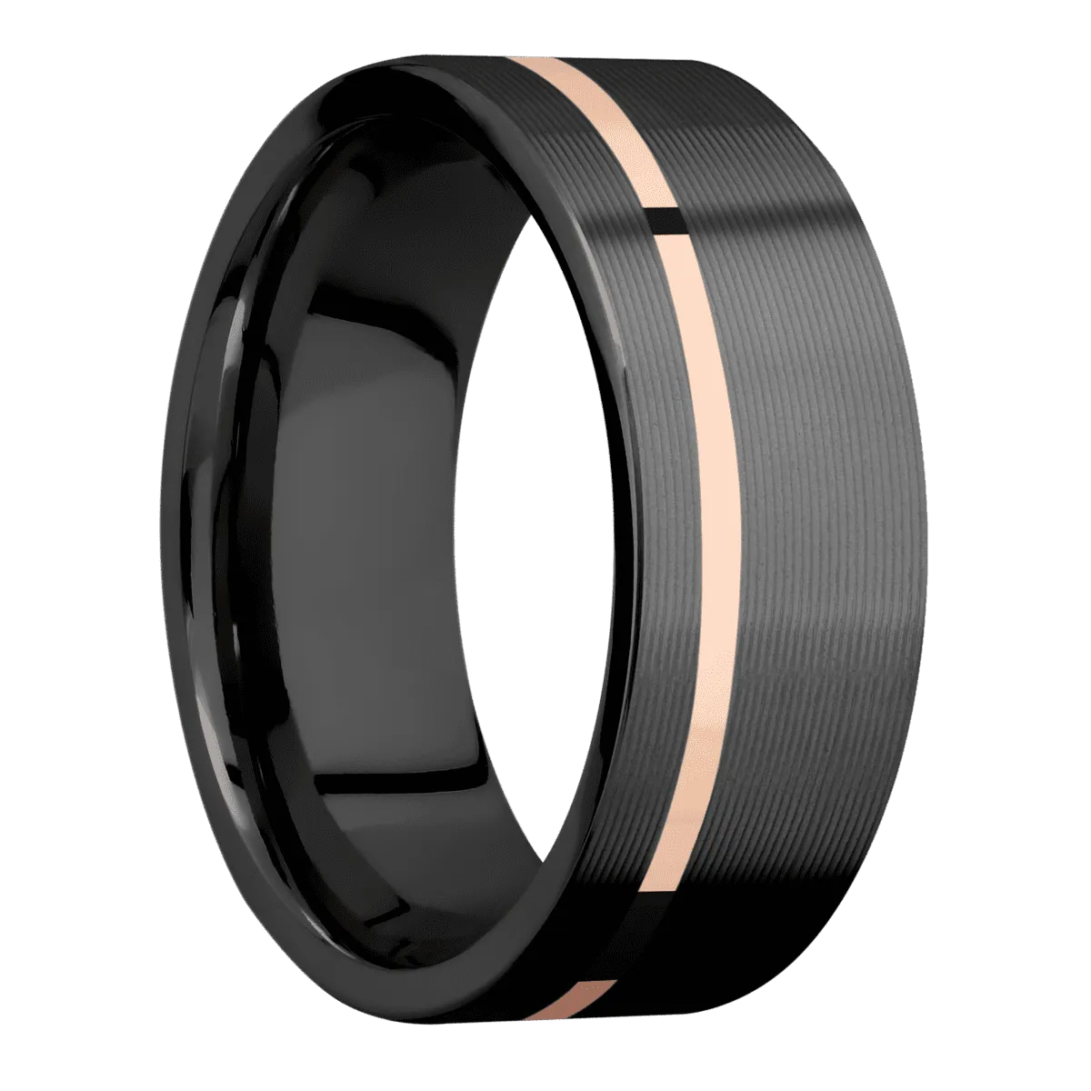 Zirconium with Machine , Machine Finish and 14K Rose Gold Inlay