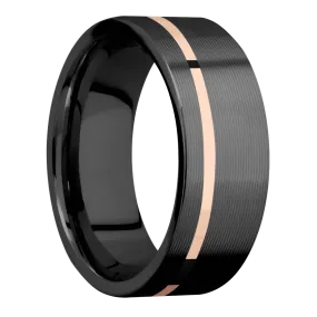 Zirconium with Machine , Machine Finish and 14K Rose Gold Inlay