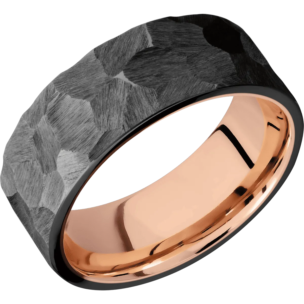 Zirconium with Rock Finish and 14K Rose Gold