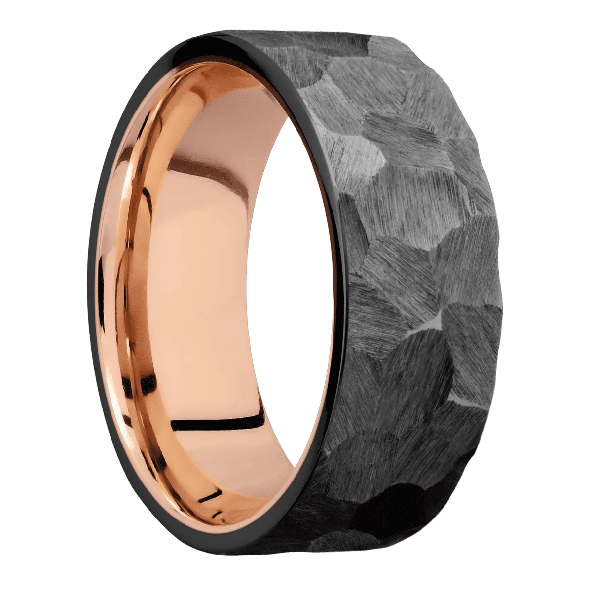 Zirconium with Rock Finish and 14K Rose Gold